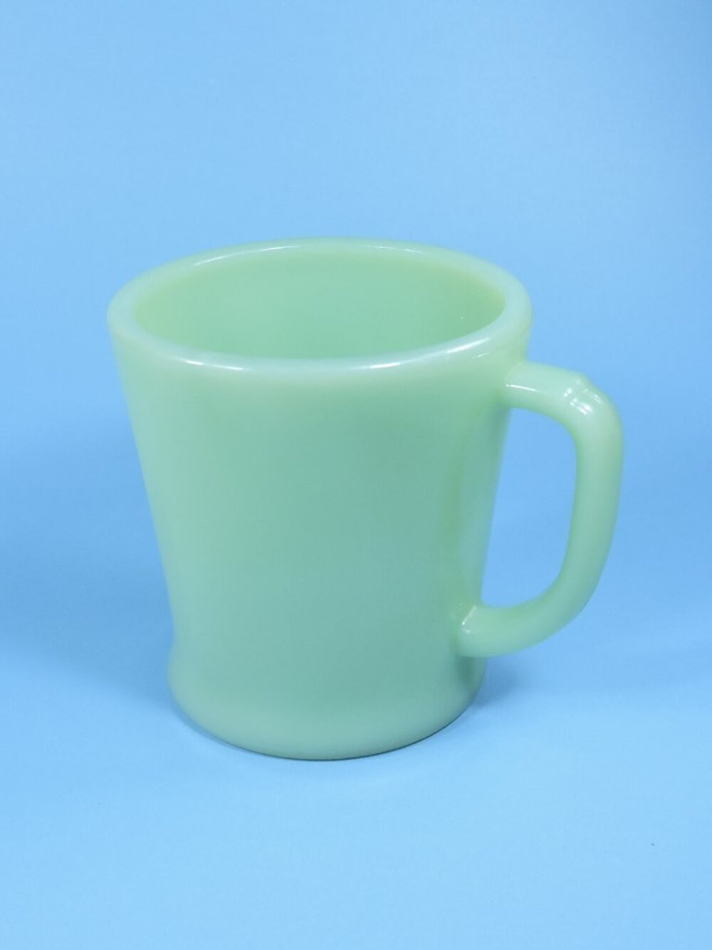 Vintage Fire King "Flat Bottom" Jadite Coffee Cup - Jadeite - D Handle